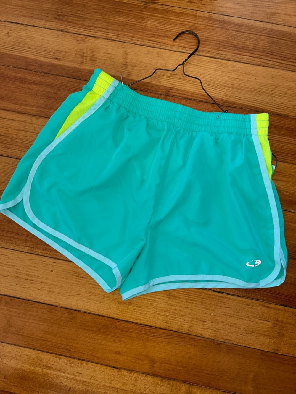 C9 by Champion Teal and Neon Yellow Girls Athletic Shorts